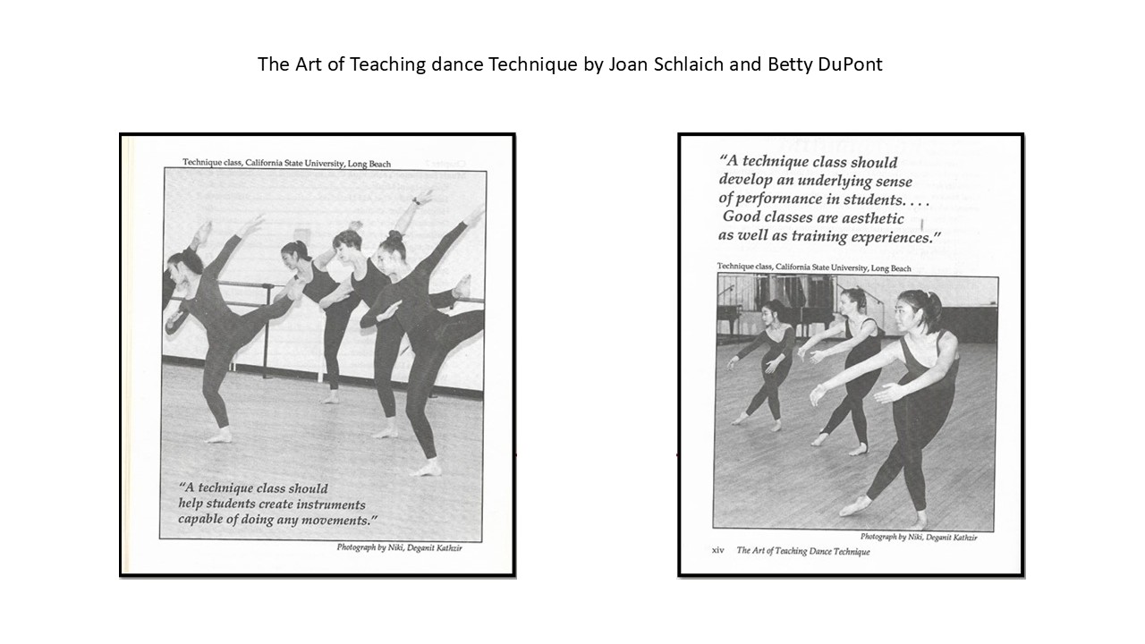 צילומי מחול פורסמו בספר The Art of Teaching Dance Technique by Joan Schlaich. Pages VI & XIV