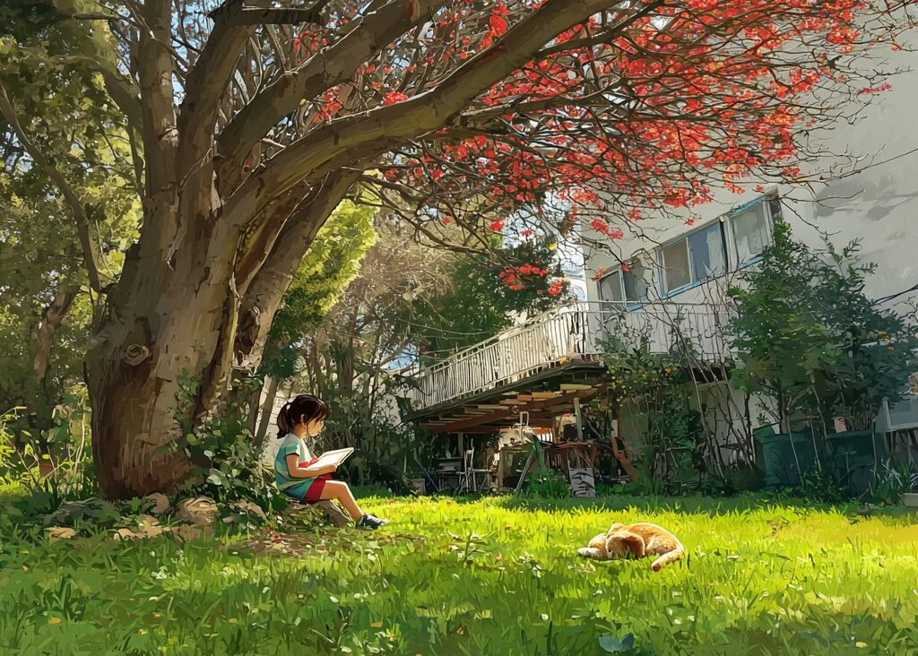 A_SMALL_GIRL_SITTING_ON_A_TREE