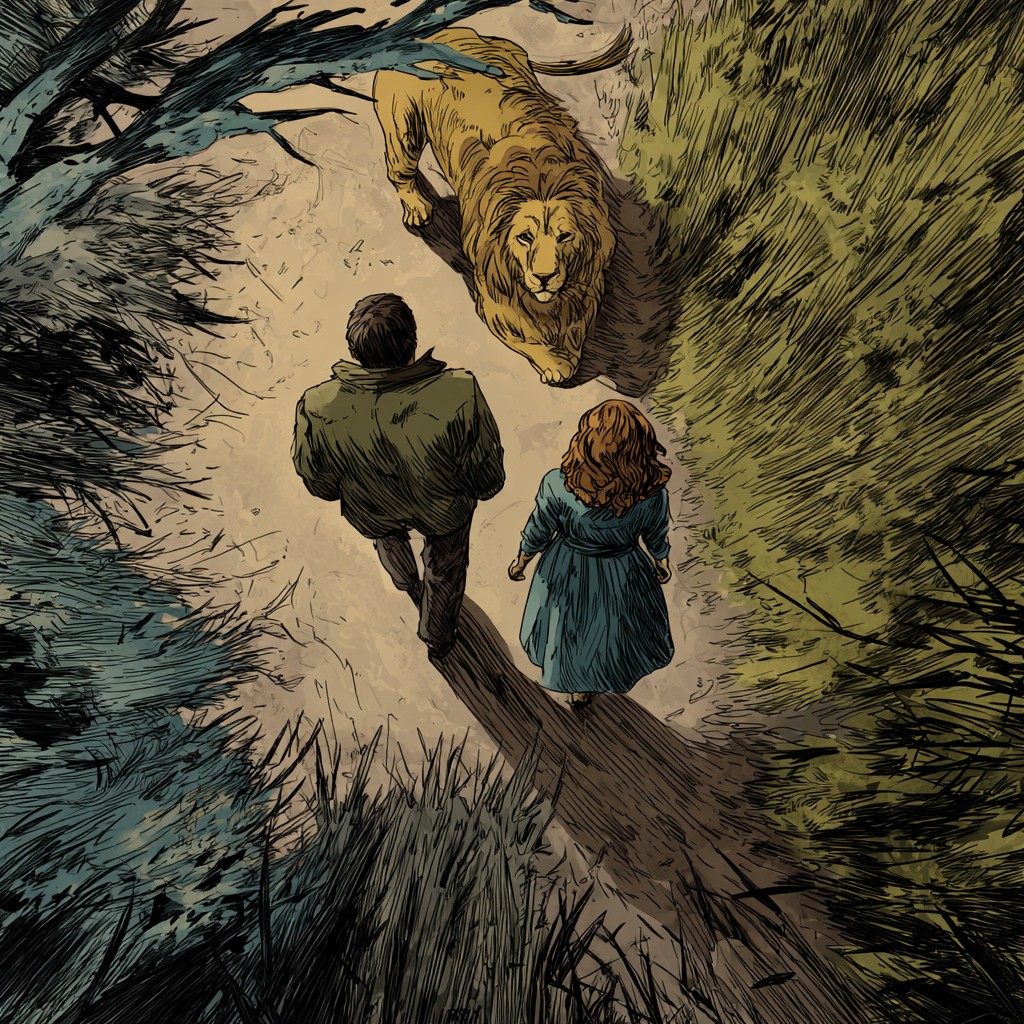 niki_make_me_walk_side_by_side_a_lion_in_a_wild_forest_cinema-
